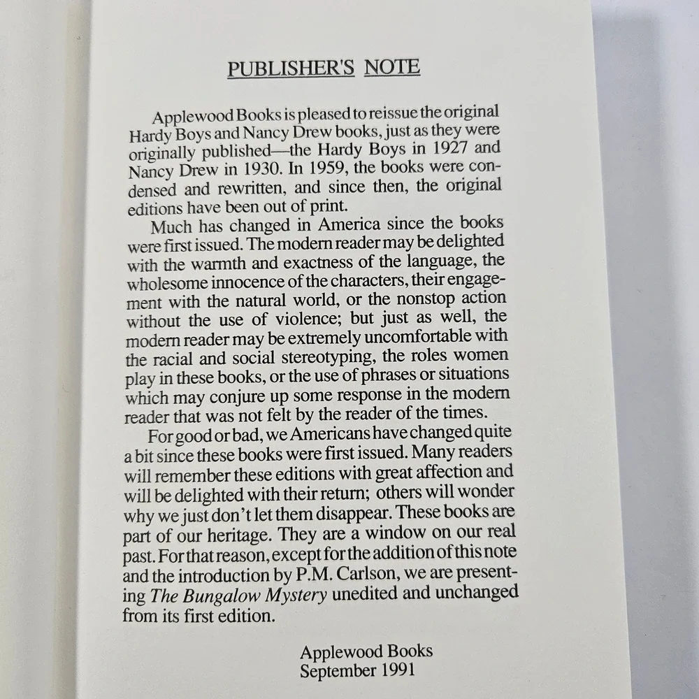 Nancy Drew The Bungalow Mystery Original Text Applewood Books Carolyn Keene 1991